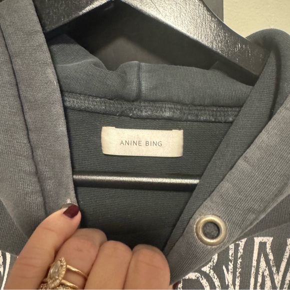 ANINE BING Rowe Eagle Hoodie in Washed Black - Picture 4 of 6